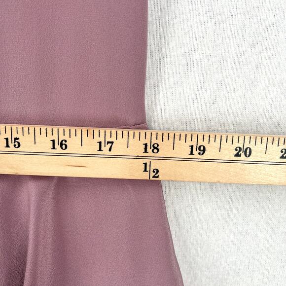 ANNA MASON Dress Womens US 4 Mauve Rose Silk Long Sleeve Dropped Waist Ruffle - Picture 12 of 16